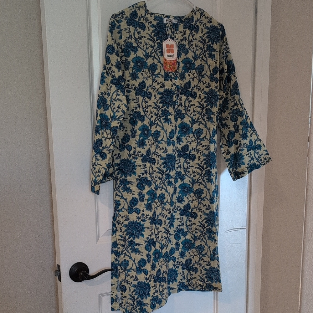 Floral Blue and Beige Dress